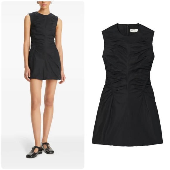 Tory Burch Ruched Silk Cotton Dress - Picture 1 of 7
